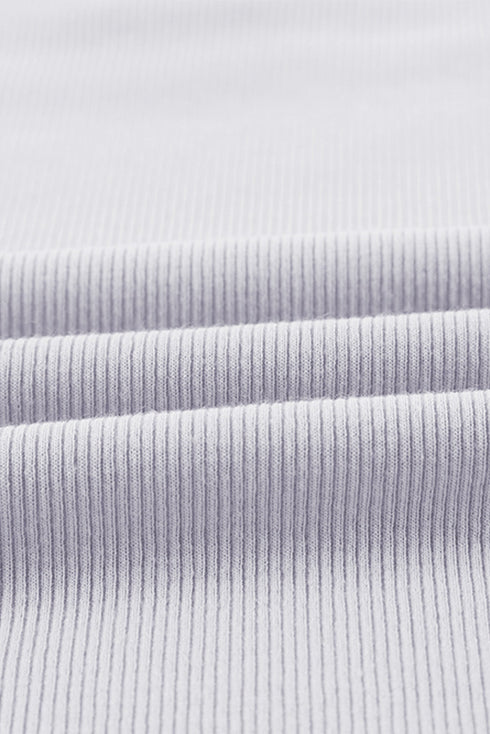 U Neck Button Knit Long Sleeve Top
